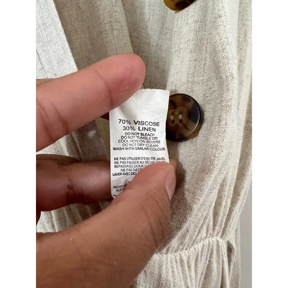 NASTY GAL Clean Girl Quiet Luxury Linen Button Up Wide Leg Jumpsuit Cream 4 - Picture 8 of 8
